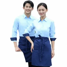 solid Color Shirt Waiter Lg Hotel Catering Milk Tea Barbecue Supermarket Promoti Frt Desk Hot Pot Shop Workwear Autumn Men U8iO#