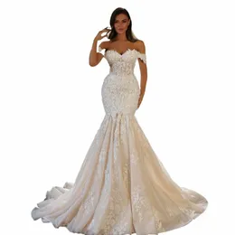 aedmgh Meerjungfrau Sexy Hochzeit Dres 2024 Schatz Weg Von Der Schulter Vestido De Novias Stickerei Applikationen Mantel Braut Dr b96m #