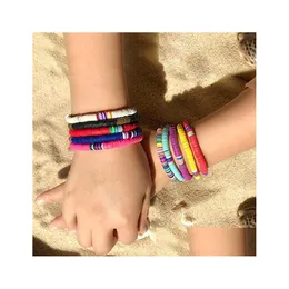 Bracciale con perline arcobaleno fatto a mano con perline Colorf Disco in argilla polimerica Perline Bracciali Boho Surf impilabile Gioielli con ciondoli elasticizzati per Drop Del Dhpga