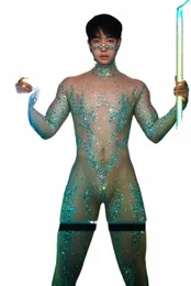 Sparkly Nightclub Show Durchsichtig Nude Sexy Jumpsuits Drag Queen Kostüme Männer Frauen Rhineste Stretchy Geburtstagsparty Outfit k487 #