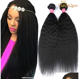 Hair Wefts 8A Peruvian Kinky Straight Virgin Human Weave 100 Unprocessed 3 Bundles Deal Remy Weft4300940 Drop Delivery Products Extens Otlpa