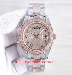 Orologio a 5 stelle Super 9 stile pieno di diamanti President Datejust 41mm 228236 quadrante con scritta araba automatico zaffiro 18 carati orologi da uomo5318195