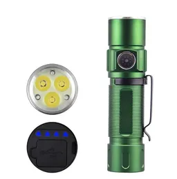 Mini torcia LED ad alta potenza Torcia USB ricaricabile con messa a fuoco fissa Lampada flash portatile da campeggio impermeabile Torcia a distanza lontana