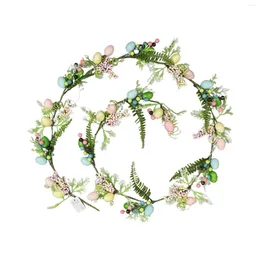 Decorative Flowers Easter Artificial Garlands Hanging Ornament Green Leaves Decoration For Indoor Outdoor Party Festival Front Door Window