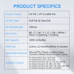 1000 ml LED-UV-Tinte für Roland Eco-UV Eco-UV2/UV4/UV5/UVS LEF-12 LEF-20 LEF-30 LEF-200 LEF-300 LEC-300 LEC-330 LEC-540 LEJ-6400