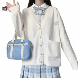 Suéter escolar japonês para meninas, suéter de malha Cott com decote em V, uniformes JK, cardigã multicolorido, cosplay de estudante, primavera e Aut g2Vi #