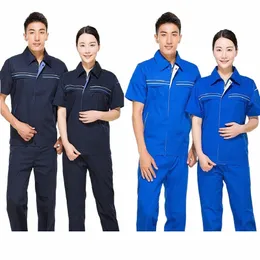 Summer Reflective Work Clothing Set Men Women Auto Car Workshop Electricity Installati Tooling Mechanical Repair Man Uniforms 86wb#