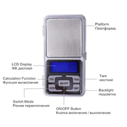 2024 200g/300g/500g x 0.01g /0.1g Mini Digital Balance شاشة LCD مع مقياس وزن المجوهرات الخلفية