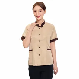 service Short Sleeve Work Summer Clothes Hotel Room Aunt Cleaning Attendant PA Property Uniform G9HN#