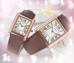 Relógio de bateria de quartzo de prata ouro rosa Gentalmen casal de luxo homens mulheres moda preto marrom cinto de couro genuíno mostrador quadrado feminino relógio masculino caixa de metal relógios