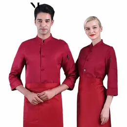 Hotel Kitchen Jacket LG STEEVES Restaurang Women Chef Costume Catering Cook Uniform Bakery Caffe Shop Man Waiter Work Clothes Q3p0#