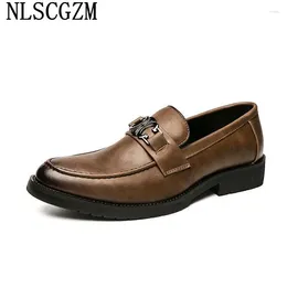 Dress Shoes Brown Business Men Black Mens Elegant Loafer 2024 Italian Chaussure Homme Classique Zapatos Hombre