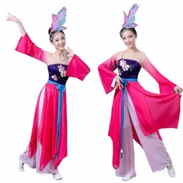 Ladies Chinese Style Han Dynasty Clothes Classical Dance Performance Clothing Yangko Clothing Natial Clothing Stage N2YG#