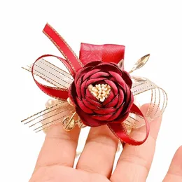 Noiva pulso corsage casamento dama de honra pulseira meninas mão fr seda artificial rosa frs para fornecimento de casamento acessórios x2cb #