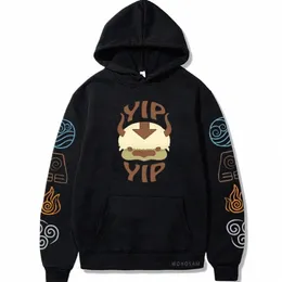 Rolig anime avatar den sista airbender hoodie män harajuku carto kawaii yip brev printe fi vinter lg hylsa tröja 932e#