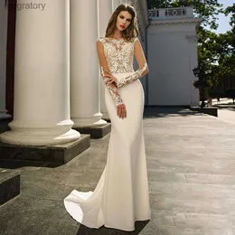Urban Seksowne sukienki koronkowe długie rękawy syrena ślubna aplikacje Wysokie szyi szata de Marie Sirne dla kobiet Vestido Noiva Bridal Stuns YQ240329