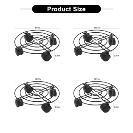 Горшочки для цветов, 4 размера, круглый поднос для цветочного горшка из кованого железа, 4 колеса, тяжелый кашпо для цветочных горшков, тележка, подставка, держатель
