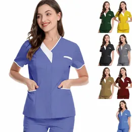 nursing Scrub Tops Shirt Uniform Workwear Women Health Workers Femme Beauty Sal Clothes Nurse Nursing Working Uniform hemsire 48KB#