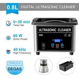 Bracelets Ultrasonic Cleaner Bath 800ml 35w Degas Timer Jewelry Brush Glasses Nail Enhancement Tools Dental Razor Parts