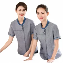 Hotelzimmer-Kellner-Arbeitskleidung, Sommerkleidung, Hotel-PA-Reinigungsservice-Uniform, kurzärmelige Arbeitskleidung, Objektreinigung, Damen, Un 28pk#