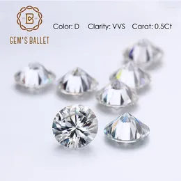 Löst diamanter Gem's Ballet 0,5ct 5,0 mm rund Moissanite D Färg VVS Klarhet för förlovningsring Cut Gemstones Fina smycken