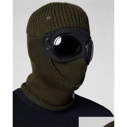 Cappuccio tattico Due lenti Berretti frangivento Outdoor Cotone lavorato a maglia da uomo Maschera Casual Uomo Skl Berretti Cappelli Nero Grigio Verde militare Consegna goccia Otawd