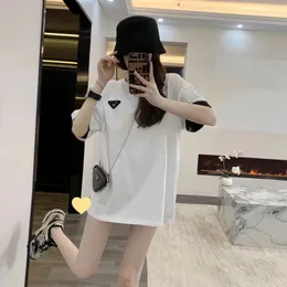 womens clothes designer t shirt Summer New Style Casual Triangle Label Color Block Sleeves Loose oversize Slim Short Sleeve Tshirt with Bag