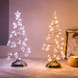 Ny LED Tree Lamp Battery Power Modern Crystal Desk Decor Light Bedroom Living Room Christmas Gift Table Lights