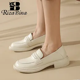 Casual Shoes Rizabina 2024 Kvinnor Flats äkta läderfjäderfashion Simple Daily Female Footwear Storlek 34-39