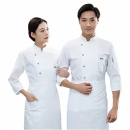 Hotel Kitchen Clothes Chef Jacket Men Western Restaurant Cooking Uniform Cook Coat Bakery Bake Cafe Waiter Work Shirt Topps R4H2#