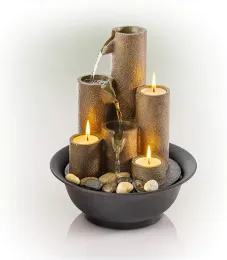 Outra Home Garden Corporation Wct202 Fonte de água em camadas de mesa interna com 3 velas para mesa e entrega direta Otqlp ZZ