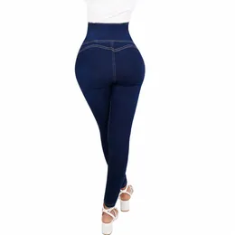 Mulheres de cintura alta Curvy Jeans Butt Lift Pants Stretchy Super Stretch Butt Sha Bottom Up Denim Pants e9ae #