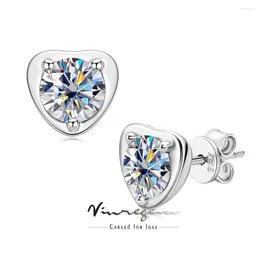 スタッドイヤリングVINREGEM 925 STERLING SILVER 3EX VVS1 Dカラーラウンドカット1CT 6.5 mm Moissanite Diamond Ear Jewelry for女性用