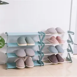 2024 1pcs Tier Z-shaped Shoes Rack Shelf Organizer Holder Door Removable Multi-layer Shoes Storage Cabinet Furniture 4 Colors Holder