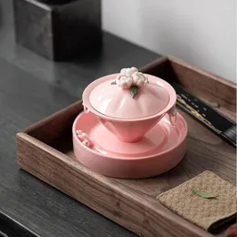 Conjuntos de chá de carneiro gordura jade porcelana capa tigela pote suporte high-end chá infusor alto nível de aparência manual