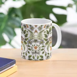 Tazze Riflessi primaverili - Motivo floreale/botanico con uccelli Falene Libellule Fiori Tazza da caffè Tazze in ceramica Kawaii