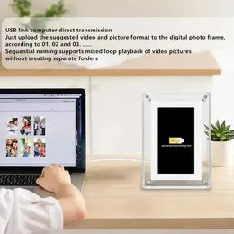 Digitala fotoramar 7 tum akryl Digital fotoram IPS -skärm NFT Display Electronic Video Picture Frame 4G Memory Us EU AU UK 24329