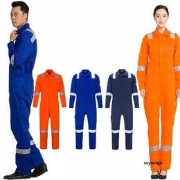 Светоотражающая защитная рабочая одежда Антистатический комбинезон Комбинезон Сварочный костюм Ремонт машины Огнестойкая униформа для мастерских U7vz #
