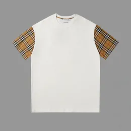 Ärmel Spleißen Plaid Craft T-Ärmel Europäische große Passform Unisex amerikanische Größe