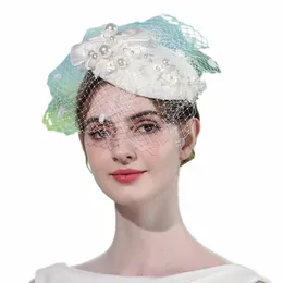 Luxus Perle Braut Kopfbedeckung handgemachte Braut Headdr Fascinator Hochzeit Haar Zubehör Fotos Box Hut Party Fedora 58ka #