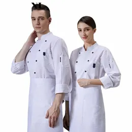 Restaurant Küche Kochjacke Lg Sleeve Frauen Chef Shirt Männer Kellner Arbeitskleidung Koch Profial Uniform Bäckerei Overalls M2LV #