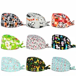 women and men Carto anime printed scrubs cap Pet center work skull cap Pet shop cap cott lab hat nurse uniform W0TN#