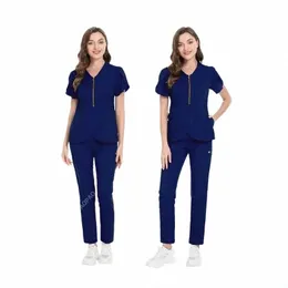 women Wear Stylish Scrub Sets Fi Medical Suits Hospital Uniform Tops Pant Beauty Sal Dental Clinic Workwear Clothes Set o2mJ#