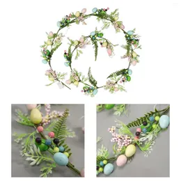 Decorative Flowers Easter Artificial Garlands Greenery Leaves Vine String Spring Garland For Porch Farmhouse Front Door Garden Mantels