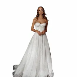 verngo Glitter A Line Wedding Dr 2024 Spaghetti Straps Corset Sweetheart Bridal Dres New 2024 Robe de mariage Plus Size K8DI#