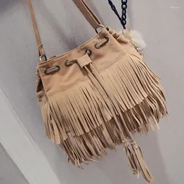 Umhängetaschen 1 stück Retro Faux Wildleder Fringe Messenger Für Frauen 2024 Tote Hand Quaste Handtaschen Umhängetasche Bolsa Feminina