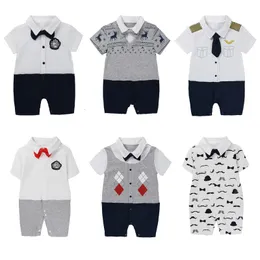 Baby-Jungen-Kleidung, 0 bis 3, 6, 12, 18 Monate, Kurzarm-Strampler, geborene Bodys, Artikel, Sommer für Kleinkinder, Overall-Kostüm 240308