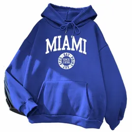 Miami seit 1896 Briefdruck Hoodies Frauen All-Match Fi Hoody Hip Hop Fleece Streetwear Rundhalsausschnitt Mehrfarbig Womenswear s91a #