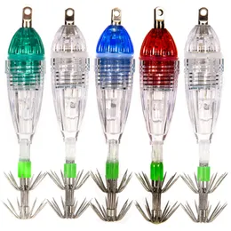 5pcs Waterproof Underwater LED Fishing Light Fish Lure Attracting Light Lamp with Squid Jig Hooks Fishing Accessories 240315