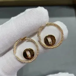 Luksusowe kolczyki dla kobiet okrąg z diamentami kolczyki górne V-Gold Mały diament w środku, geometryczne kolczyki prostocie klasyczne kolczyki z bałaganem pudełkowym
